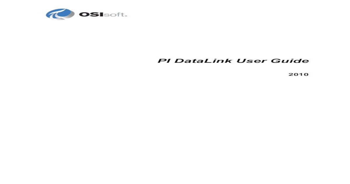 osisoft datalink users guide
