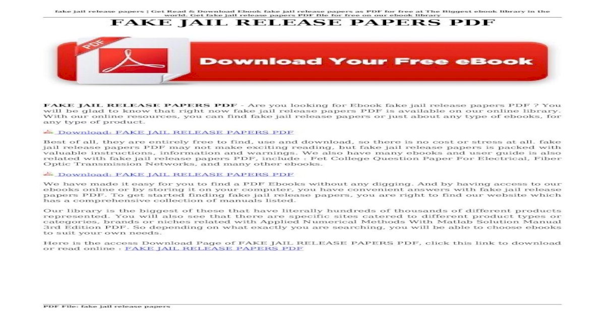 FAKE JAIL RELEASE PAPERS PDF s3. jail release jail release papers