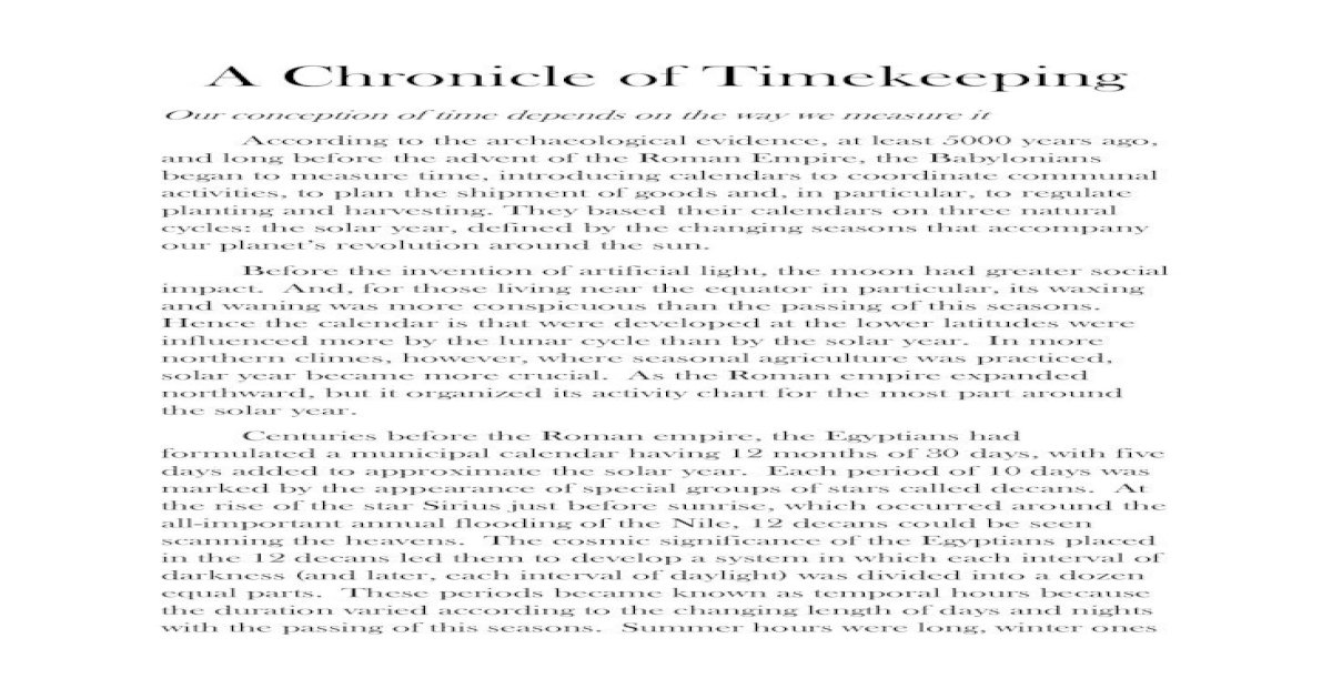 A Chronicle Of Timekeeping Pdf Document