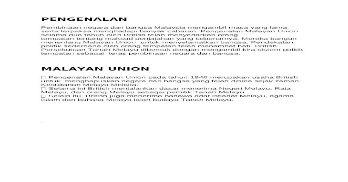 Nota Malayan Union Doc Document