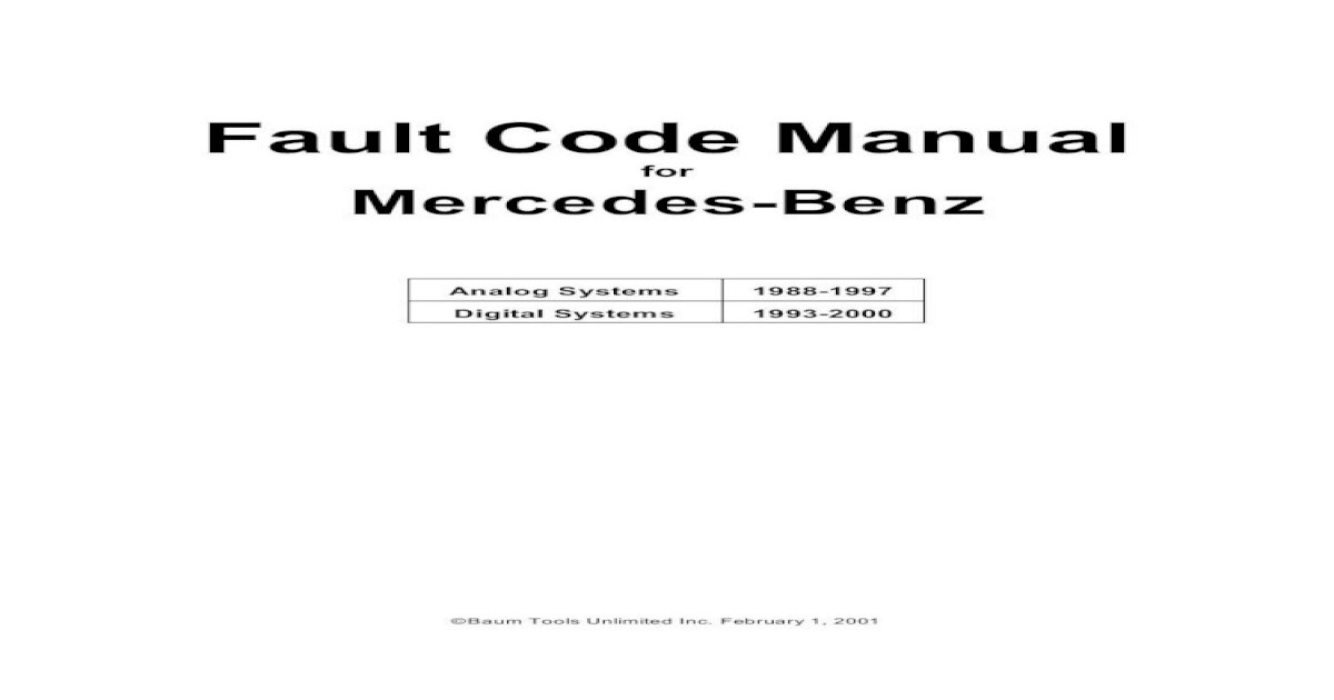 Mercedes Benz Fault Code Manual - [PDF Document]