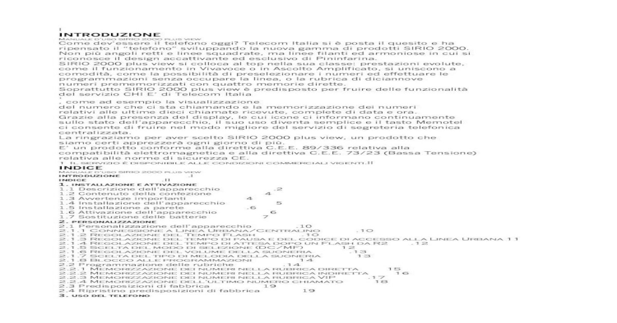 Manuale Sirio 2000 Plus View - [PDF Document]
