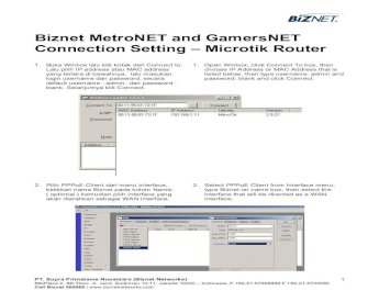 Biznet Metronet And Gamersnet Connection Setting Metronet And Open Winbox Click Connect Pdf Document